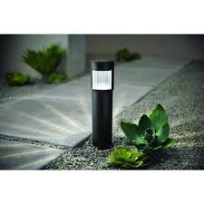 Hampton Bay 8 Lumens Solar Black Outdoor Led Landscape Bollard Light Nxt 2382 The Home Depot Bollard Lighting Solar Path Lights Hampton Bay