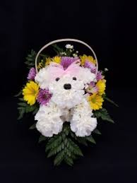 Use dog repellents for flower beds. Puppy Dog Basket Fresh Arrangement In Crowley Tx C C Florist