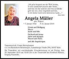 Traueranzeigen von Angela Müller | WirTrauern