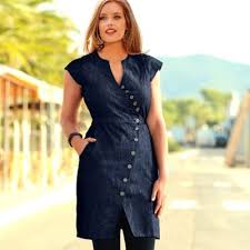Superbe Robe En Jean Delicatement Cintree Blancheporte