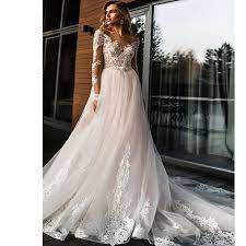 Get your dream lace wedding gowns 2020! Elegant Lace Wedding Dress 2020 Simple A Line Bridal Dresses V Neck Sexy Romantic Floor Length Backless Wedding Gown Customized Wedding Dresses Aliexpress