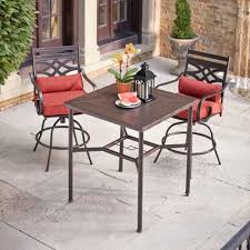 Hampton Bay Middletown 3 Piece Motion High Patio Dining Set With Dragonfruit Cushions D1 Bar Height Patio Furniture Dining Room Table Set Offset Patio Umbrella