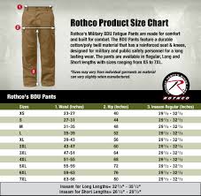 Bdu Shirt And Pant Size Charts Surplus Nation