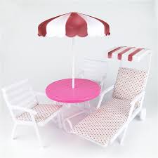 Garden Furniture Play Set For Barbie House Can Be Outdoor Beach Sunshade Umbrella Lounge Chair For Patio Pool Doll Accesso Mobilya Fikirleri Barbie Ev Semsiye
