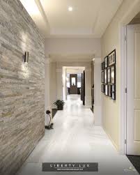 Beautiful Hallway With The Slate Stone Wall Cladding Tile Alpes Mix And Light Semi Polished Porcel Tiled Hallway Stone Cladding Interior Stone Walls Interior