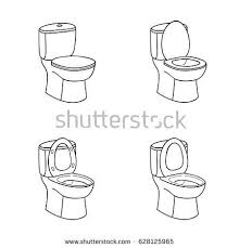 Toilet Sketch Sign Toilet Bowl With Seat Doodle Line Icon Set Cute Small Drawings Art Icon Drawings