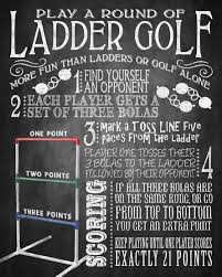 Teams of two to four players take turn tossing a bola—two balls connected by a string—onto a ladder goal. Awesome Amazing Yard Games Ladder Golf Yard Game Sign Bbq Yard Games Amazing Games Golf Golfhumor Golfoutfit Ladder Golf Bbq Yard Games Diy Yard Games