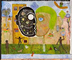 Mother Earth And Father Space Stealing A Kiss During The War Against Humanity By Trevor Nickolls At Aboriginal Art Direct Aboriginal Art Art Aboriginal Artists