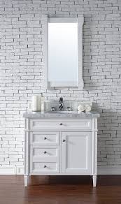 The tapered legs are a nod to the past, but the restrained use of ornamentation suggests a modern aesthetic. James Martin 650 V36 Cwh 3af Brittany 36 Inch Cottage White Single Vanity With 3 Cm Arctic Fall Solid Surface Top