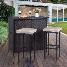 Handmade garden bar garden bar. Viogarden 3 Piece Patio Bar Set Outdoor Wicker Bar Furniture Rattan Bar Table W 2 Storage Shelves Cushioned Bar Stools Patio Convention Dining Set For Backyard Lawn Garden Porches Poolside Amazon Co Uk