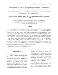 Pdf Analisis Parameter Fisika Kimia Air Pada Lokasi Karamba Jaring Tancap Di Danau Tondano Kabupaten Minahasa Provinsi Sulawesi Utara