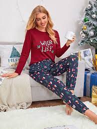 Christmas pajamas are a great way to be festive even through this pandemic. Letter And Christmas Print Pj Set Shein Eur