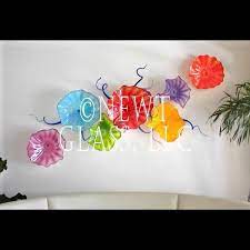 Created from the most basic elements. Decorative Glass Wall Art Plates Colorful Blown Glass Plates Wall Flowers