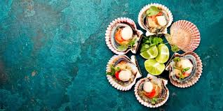 Βασιλικά χτένια sashimi με chili dressing. Ostraka Anakalypste Th Diatrofikh Toys A3ia