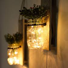 This stylish sconce features a combination finish of artisan bronze and an old satin brass socket cover with a clear glass shade. Buy Tj Moree Jar Wall Sconces Vintage Home Decor With Pull Chain Switch Seasonal Interchangeable Colorful Flowers And Led Strip Lights Design For Farmhouse Home Decoration Shabby White Set Of 2 Online