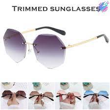 Gafas de montura grande con protección uv polarizada. Lentes De Sol Sin Montura De Gran Tamano Para Mujer Lentes De Corte Con Proteccion Uv Lentes De Sol De Varios Colores Shopee Chile