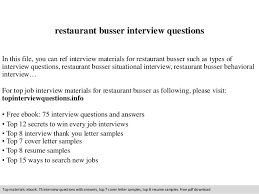 restaurant busser interview questions
