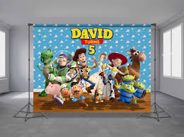 Toy story 4 scene setter birthday party backdrop w/12 photo booth props forky. Toy Story Birthday Backdrop Bedroom Wall Woody And Buzz Rex Etsy