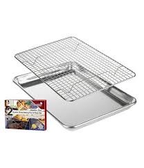 Quarter sheet pan size with quarter sheet cake pan size, quarter sheet cake pan size fat daddio's, quarter sheet pan silicone mat, quarter sheet pan size, quarter size sheet pan stainless. Kitchenatics Quarter Size Pan With Baking Rack For Roasting And Baking
