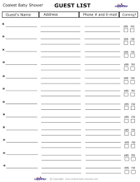 Printable Baby Shower Guest List Baby Shower Planner Wedding Guest List Template Baby Shower Party Planning