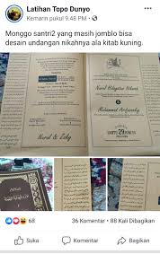 Cetak undangan pernikahan murah dan contoh undangan pernikahan unik. Desain Undangan Pernikahan Ala Kitab Kuning Yang Bikin Baper Santri