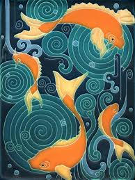 6x8 Koi Pond Turquoise Tile Art Art Fish Art