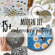 Garden rose embroidery pattern, $8, amy l frazer. 15 Modern Bee Embroidery Pattern Options Swoodson Says