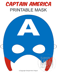 Free Printable Captain America Mask Template Simple Mom Project In 2020 Captain America Mask Mask For Kids Mask Template