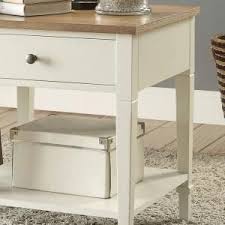 Usl Tevoli Polar White And Rustic Oak Side Table Sk19213a Pw The Home Depot In 2020 Oak Side Table Table Side Table