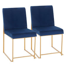 Lumisource Fuji Blue Velvet Gold High Back Dining Chair Set Of 2 Dc Hbfuji Auvbu2 The Home Depot Dining Room Chairs Upholstered High Back Dining Chairs Gold Dining Room