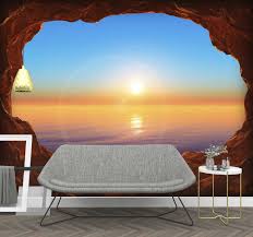 Man & woman silhouette wall mural in black can be perfect part of living or bedroom design. View To The Sea Through A Cave 3d Wall Mural Tenstickers