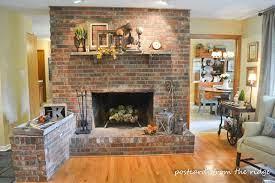 Old red brick fireplace the brick fireplace (#2!) Fall Mantel Decor Traditional Version Brick Fireplace Fireplace Design White Fireplace Mantels