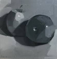 Black And White Still Life Oil Painting Art Painting Black And White Still Life By Sarah Sedwick Two Apples 8x8 Oil On Canvas In 2020 Art Painting Still Life Oil Painting Value In Art
