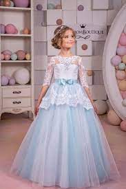 White And Blue Lace Flower Girl Dress Birthday Wedding Party Etsy Flower Girl Dresses Flower Girl Dress Lace Girls Dresses