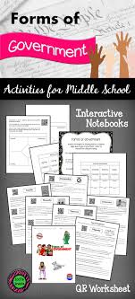 Check Out These Different Lesson Activities About Forms Of Government Qr Code Work Social Studies Middle School Interactive Notebooks Social Studies Education
