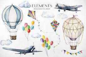 Check spelling or type a new query. Hot Air Balloons And Airplanes Watercolor Clipart By Yuliya Derbisheva Watercolor Lettering Thehungryjpeg Com
