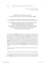 Pdf German Validation Of The Short Health Anxiety Inventory Shai