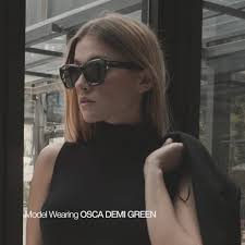 Osca Sunglasses with White Frame & Green Lens