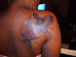 This tattoo highlights a different watercolor style: Beautiful Butterfly Tat On Dark Skin Tattoos Body Art Beautiful Butterflies