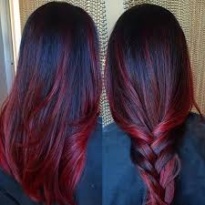 Dark skin with lots of warmth looks fantastic with a complimentary auburn hue. Ombre Cherry Red Hair Novocom Top