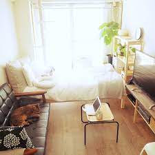 部屋全体 1k カリモク60 ひとり暮らし ひとり暮らし 1k などのインテリア実例 2018 05 04 09 32 26 roomclip ルームクリップ 無印 家具 インテリア 小さな部屋のレイアウト