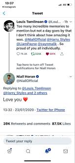 Niall S Reply To Louis Tweet I Love One Direction Words Louis