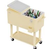 VINGLI 80 Quart Rolling Ice Chest, Portable Patio Party Bar Drink Cooler  Cart, with Shelf, Beverage Pool with Bottle Opener