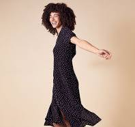 Spot Print Midi Dress in Sustainable Viscose Black