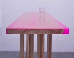 Table By Jo Nagasaka We Added A Layer Of Coloured Epoxy Poured On A Wooden Surface Which Grain Had Been Peeled Out To Crea Furniture Furniture Design Design