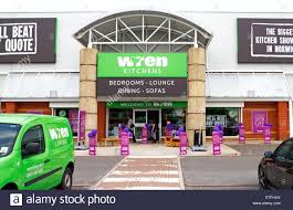 a view of wren kitchens shop front at