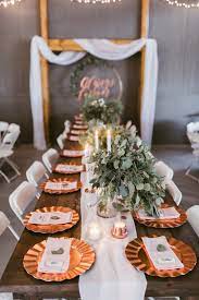 Clear charger plates set of 6 beaded charger service plates fashionable charger plates bulk for wedding decoration all holiday platos decorativos para mesa 13 inch round chargers for dinner plates. Copper Wedding Decor Copper Charger Plates Head Table Makayla Rae Photography Minnesotaw Charger Plates Wedding Copper Wedding Decor Head Table Wedding