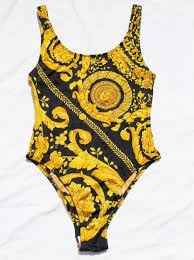 Rare Vintage Gianni Versace Medusa Barocco Print Swimsuit 80s 90s One Piece Versace One Piece Fashion