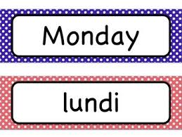 Days Of The Week Calendar Cards French English Bilingual Polka Dot Theme Free Polka Dot Theme Bilingual Classroom Teaching Freebies