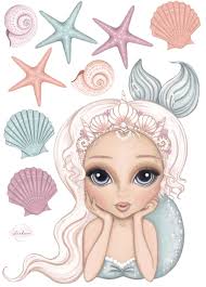 Mermaid Fabric Wall Decals in A3 & A2 (various Colours)